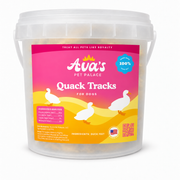 Treat bucket of Ava's Pet Palace Quack Tracks freeze dried duck feet